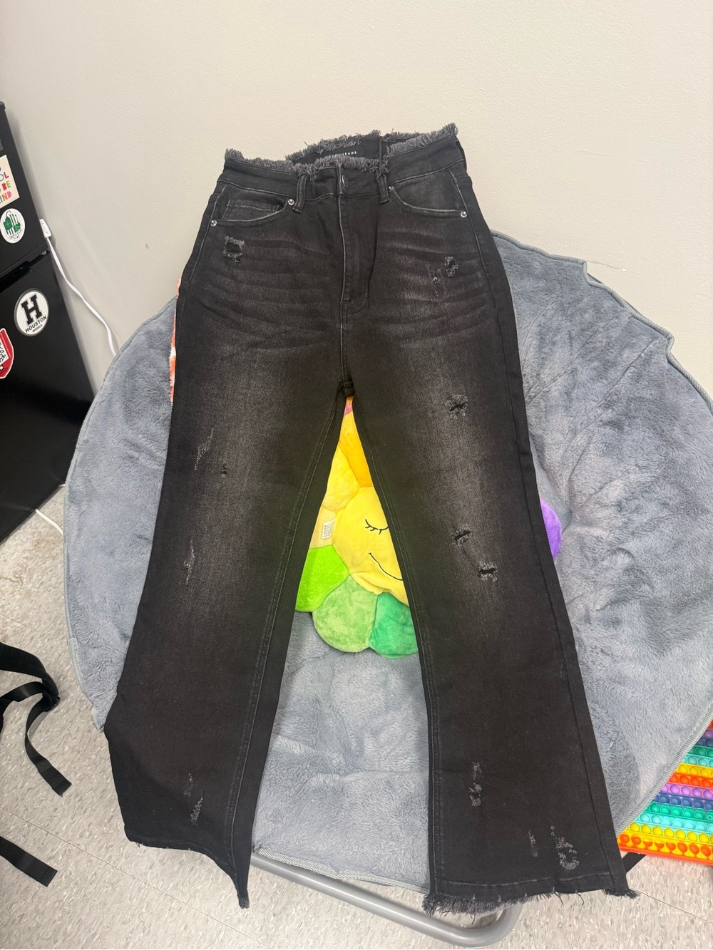 High-Waist Distressed Women’s Black Jeans
